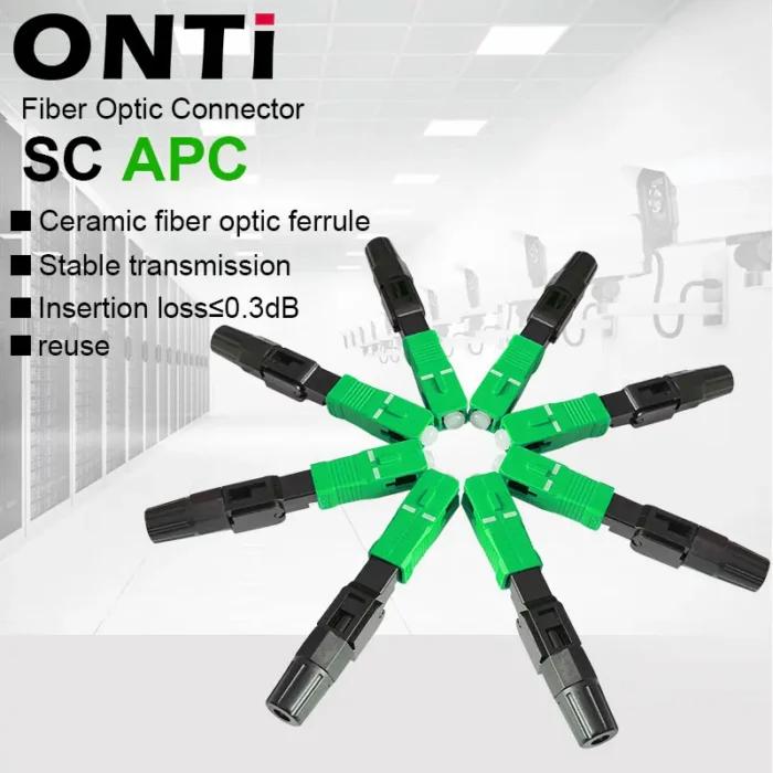 ONTi 50-400 pièces SC APC connecteur rapide de Fiber optique monomode adaptateur de Fiber optique FTTH connecteur rapide de Fiber assemblage de champ