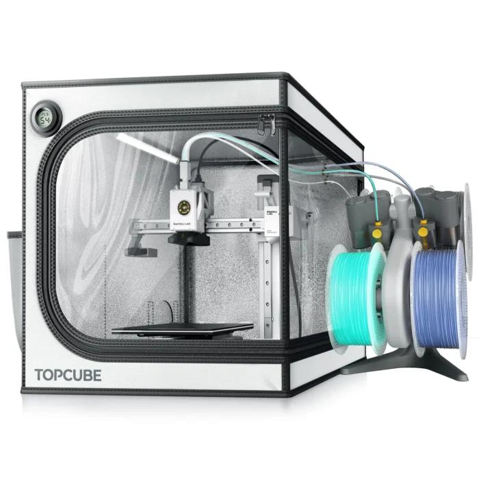 YOOPAI Boîtier d’imprimante 3D pour Bambu Lab A1/A1 Mini, grande taille, avec lumière LED, ignifuge, étanche, anti-poussière, noir