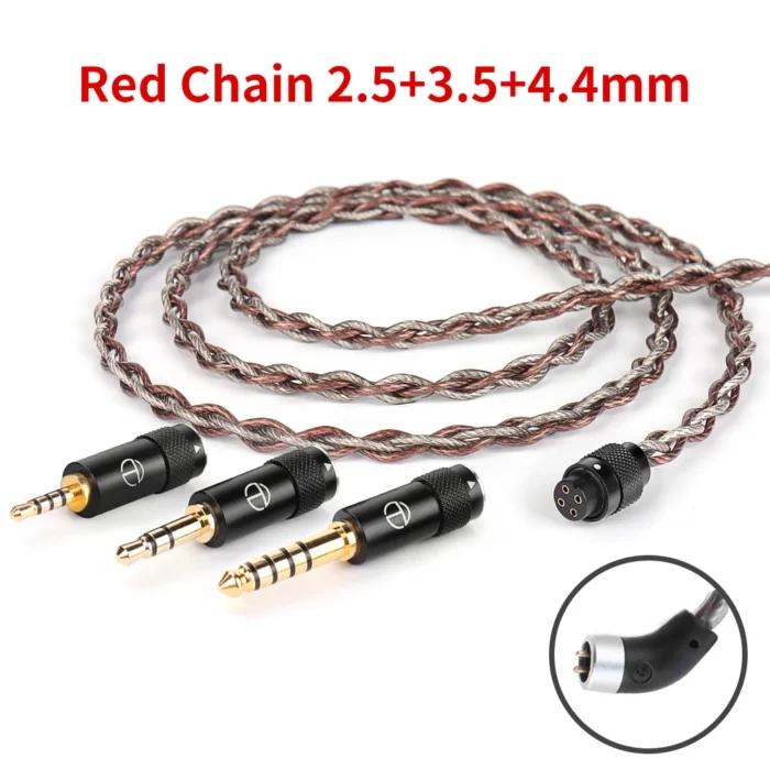 TRN RedChain – écouteurs en cuivre plaqué argent, câble de mise à niveau en cuivre OFC avec connecteurs interchangeables 2.5/3.5/4.4 pour TRN MT1 MAX TA4