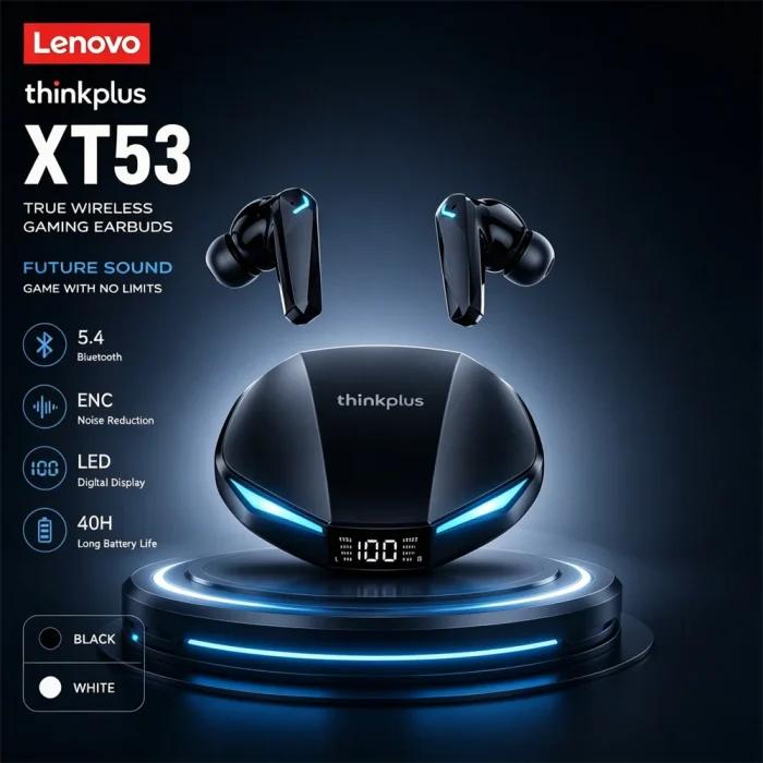Écouteurs sans fil Bluetooth 5.3 Lenovo XT53, pour jeux, faible latence, double mode, écouteurs musicaux, casque intra-auriculaire de sport avec micro, nouveaux cadeaux