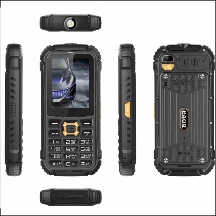 EAOR 2G GSM SOS fonction IP68 téléphone robuste étanche à la poussière clavier téléphone double SIM 2000mAh grande batterie bouton poussoir téléphone torche