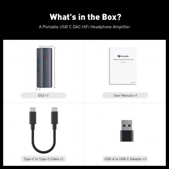 Fosi Audio DS2 Mini Audio USB DAC Dongle amplificateur de casque décodeur DSD amplificateur prise en charge 32 bits/384 kHz avec 3.5MM et 4.4MM équilibré