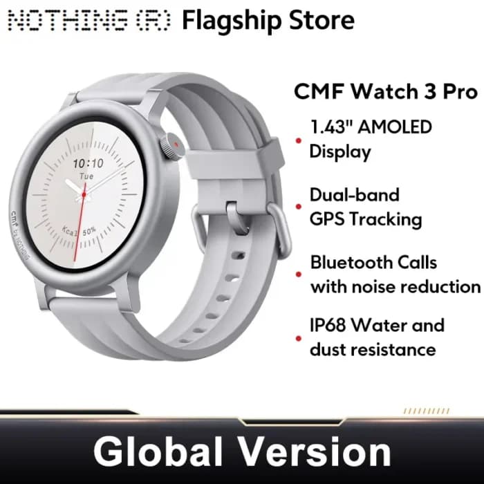 Version Globale Nothing CMF Watch 3 Pro 1.43’AMOLED GPS Double Bande Appel Bluetooth Montre Connectée 131 Modes Sportifs Moniteur d’Oxygène Sanguin