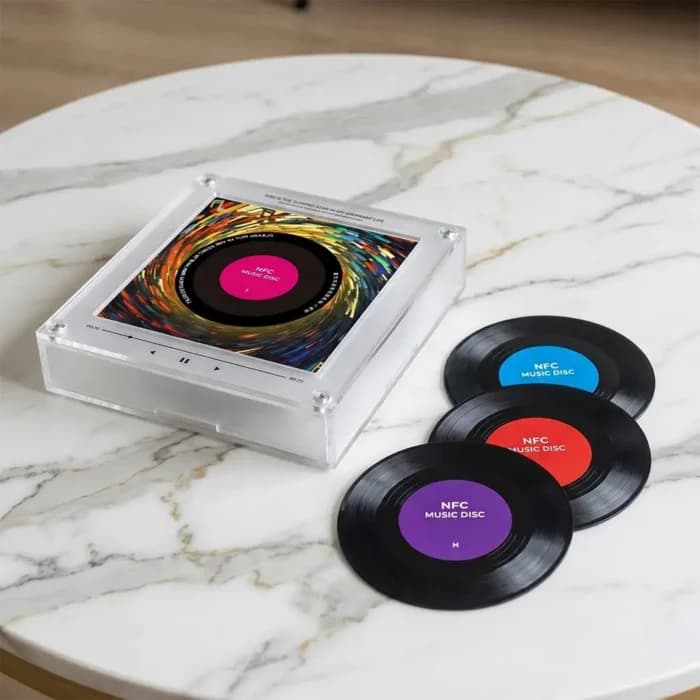 Autocollant magnétique pour réfrigérateur avec induction musicale NFC, lecteur de musique audio créatif en acrylique, ornement et veilleuse