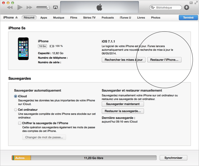 sauvegarde itunes