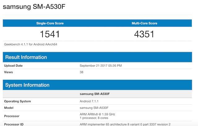 galaxy a5 2018 geekbench