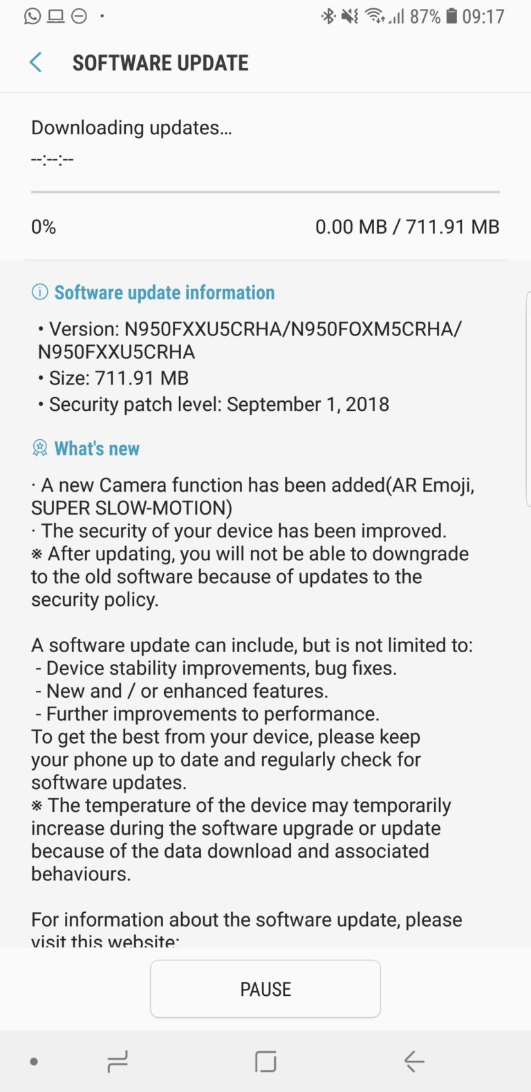 note 8 update ar emoji