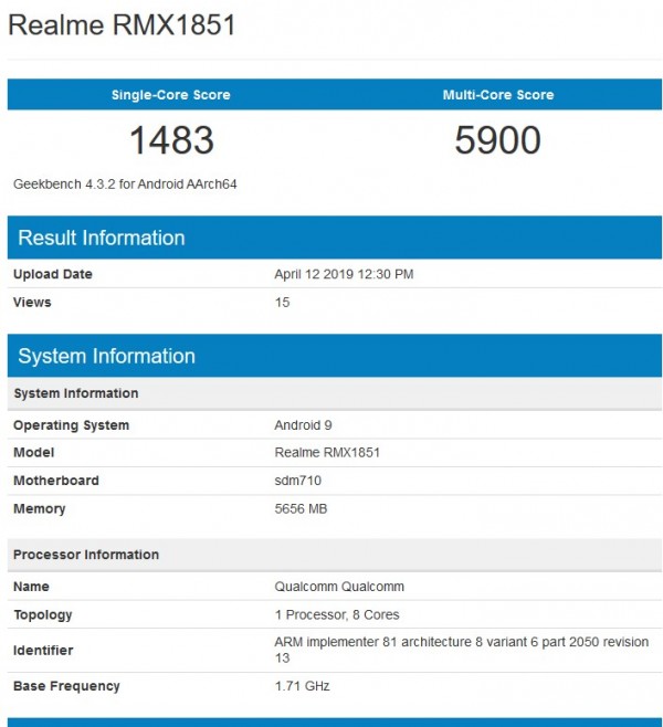 realme 3 pro geekbench