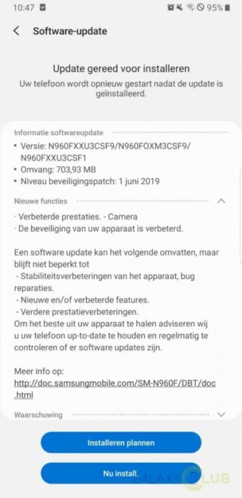 galaxy note9 june update