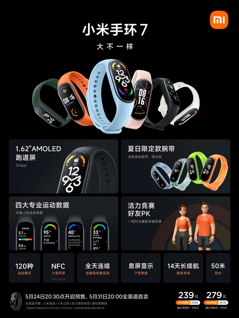 Xiaomi dévoile Mi Band 7, Redmi Buds 4 et Redmi Buds 4 Pro